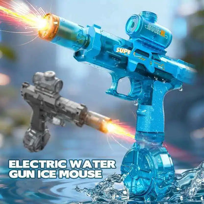 New High-Speed Electric Water Gun with Light and Flame Effect Powerful Outdoor Beach and Swimming Pool Shooting Game Toy